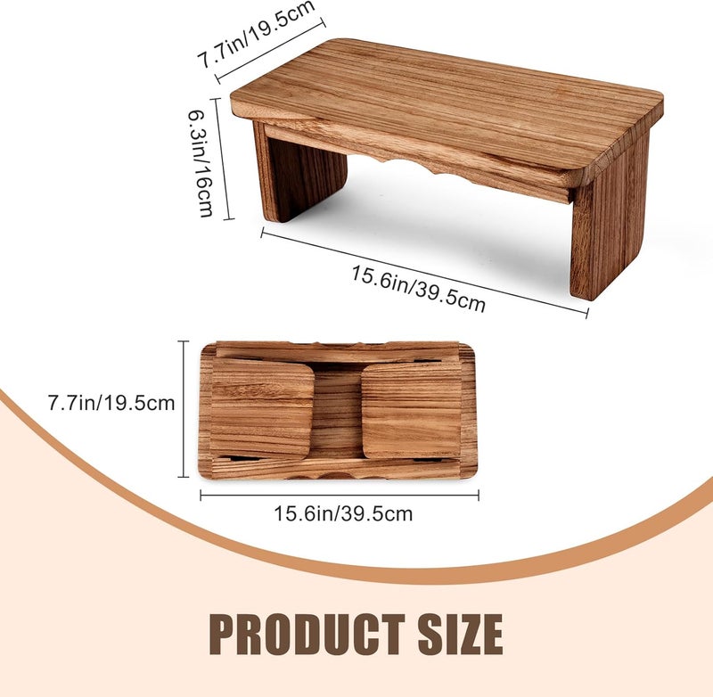 YERGOFE Folding Yoga Meditation Bench - Yoga Kneeling Bench for Adult, Wooden Zen Meditation Stool Kneeling Bench for Yoga Practice (Dark Brown) - Image 2